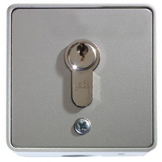 Schlüsseltaster im Metallgehäuse, 1-Kontakt mit Zylinder (Aufputz), 3 Schlüssel